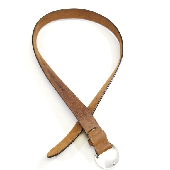 VINTAGE BRIGHTON TAN LEATHER BELT 38 HEART BUCKLE - Picture 4 of 6